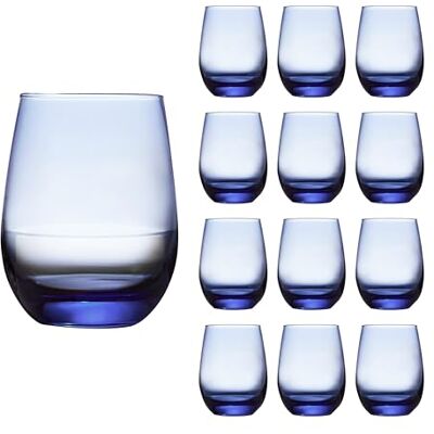 Set da 12 Bicchieri da Vino Libbey -SENZA PIEDI- Blu - Bicchiere da Vino Set da 12 Bicchieri da Vino Libbey -SENZA PIEDI- Blu - Bicchiere da Vino