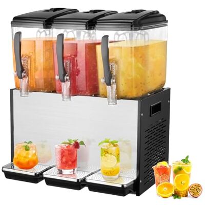 VEVOR Distributore di Bevande Commerciali, Distributore Succhi 3 x 12 L 370 W, Macchina Bevande in Acciaio Inox 304 Uso Alimentare, Temperatura Raffreddamento 7-12 °C, per Bevande Fredde, Ristoranti VEVOR Distributore di Bevande Commerciali, Distributore Succhi 3 x 12 L 370 W, Macchina Bevande in Acciaio Inox 304 Uso Alimentare, Temperatura Raffreddamento 7-12 °C, per Bevande Fredde, Ristoranti