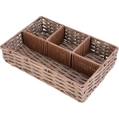 Whitmor Vassoio a 4 sezioni PE Rush, Metallo, Marrone, 11.81"x7.87"x2.76 Whitmor Vassoio a 4 sezioni PE Rush, Metallo, Marrone, 11.81"x7.87"x2.76