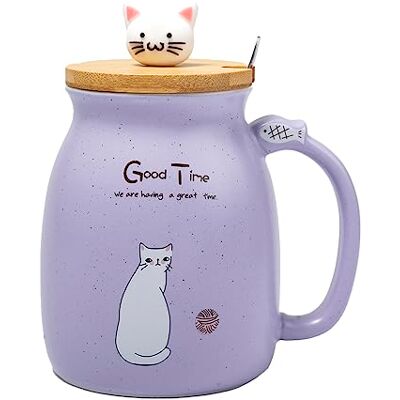 lachineuse Tazza Kawaii 450 ml Tazza grande gatto con coperchio e cucchiaio Mug per infusione, tè e caffè Tazza originale giapponese Idea regalo Giappone Asia Kitty Carino Colore Viola lachineuse Tazza Kawaii 450 ml Tazza grande gatto con coperchio e cucchiaio Mug per infusione, tè e caffè Tazza originale giapponese Idea regalo Giappone Asia Kitty Carino Colore Viola