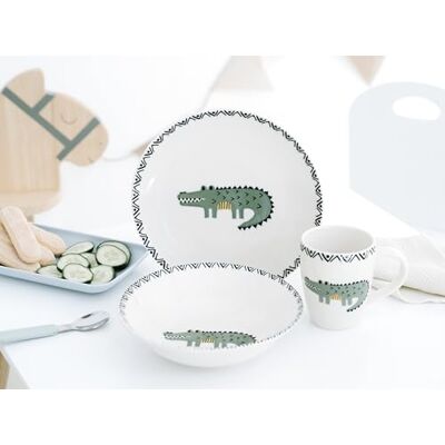 Creatable , serie Safari, set di stoviglie 3 pezzi per 1 persona, servizio bambini in gres porcellanato, lavabile in lavastoviglie e microonde, produzione di qualità Creatable , serie Safari, set di stoviglie 3 pezzi per 1 persona, servizio bambini in gres porcellanato, lavabile in lavastoviglie e microonde, produzione di qualità