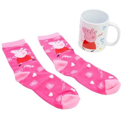 Stor Set Tazza Ceramica 325ml e Calzini Peppa Pig Confezione Regalo Colazione e Accessorio Tessile per Bambini Stor Set Tazza Ceramica 325ml e Calzini Peppa Pig Confezione Regalo Colazione e Accessorio Tessile per Bambini