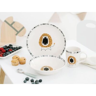 Creatable , serie Safari, set di stoviglie 3 pezzi per 1 persona, servizio bambini in gres porcellanato, lavabile in lavastoviglie e forno a microonde, produzione di qualità Creatable , serie Safari, set di stoviglie 3 pezzi per 1 persona, servizio bambini in gres porcellanato, lavabile in lavastoviglie e forno a microonde, produzione di qualità