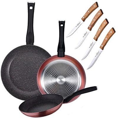 San Ignacio CONFEZIONE DI 3 FRIES Ø20/24 e 28 cm + SET DI 4 COLTELLI San Ignacio CONFEZIONE DI 3 FRIES Ø20/24 e 28 cm + SET DI 4 COLTELLI