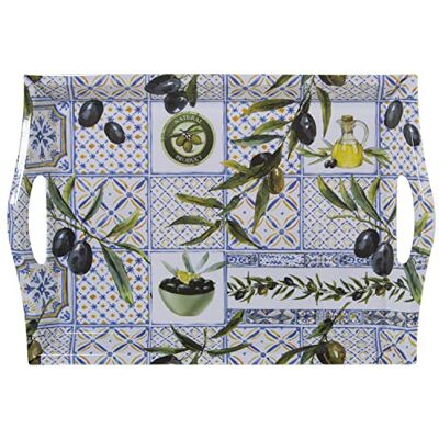 DRW Vassoio melamina decorato con olive 44x31x5 cm DRW Vassoio melamina decorato con olive 44x31x5 cm