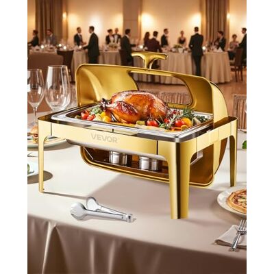 VEVOR Set di Scaldavivande 8,5 L Scaldavivande Rettangolare in Acciaio Inox con Padella di Dimensioni Standard, Coperchio Visibile, Padella per l'Acqua, Supporto per Carburante, Clip per Pasti, Oro VEVOR Set di Scaldavivande 8,5 L Scaldavivande Rettangolare in Acciaio Inox con Padella di Dimensioni Standard, Coperchio Visibile, Padella per l'Acqua, Supporto per Carburante, Clip per Pasti, Oro