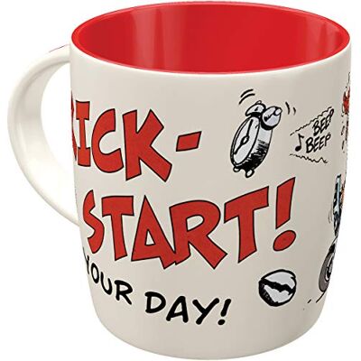 Tazza da caffè retrò, MOTOmania – Kick-Start – Idea regalo per amanti di moto, in ceramica, divertente design vintage con detto, 330 ml Tazza da caffè retrò, MOTOmania – Kick-Start – Idea regalo per amanti di moto, in ceramica, divertente design vintage con detto, 330 ml