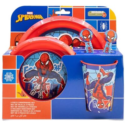 Stor Set Stoviglie Bambini 5 Pezzi Spider-Man Il Regno di Ghiaccio Bicchiere Piatto Ciotola Posate Plastica Resistente Senza BPA Stor Set Stoviglie Bambini 5 Pezzi Spider-Man Il Regno di Ghiaccio Bicchiere Piatto Ciotola Posate Plastica Resistente Senza BPA