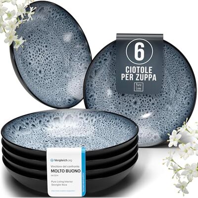 Set Prestige di Servizi da Tavola: Piatti Fondi in Porcellana per 6 Persone Eleganti Piatti da Portata per una Esperienza Culinaria Raffinata, Pure Living blu grigio Set Prestige di Servizi da Tavola: Piatti Fondi in Porcellana per 6 Persone Eleganti Piatti da Portata per una Esperienza Culinaria Raffinata, Pure Living blu grigio