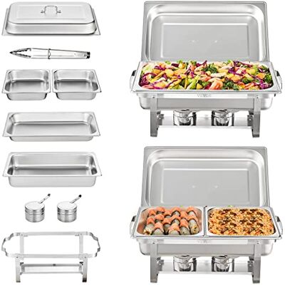 VEVOR Set di Scaldavivande 2 Pezzi in Acciaio Inox per Servizio Buffet Catering Ristorazione Vassoio Sostituibile Capienza Max. 7,5L, Set Vassoio di Riscaldamento Scaldavivande Rettangolare da Buffet VEVOR Set di Scaldavivande 2 Pezzi in Acciaio Inox per Servizio Buffet Catering Ristorazione Vassoio Sostituibile Capienza Max. 7,5L, Set Vassoio di Riscaldamento Scaldavivande Rettangolare da Buffet