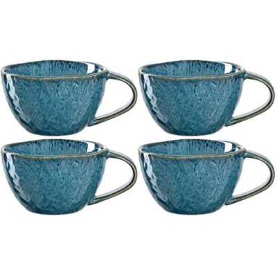 Leonardo HOME Matera Set di 4 tazze in ceramica, 290 ml, colore: Blu Leonardo HOME Matera Set di 4 tazze in ceramica, 290 ml, colore: Blu