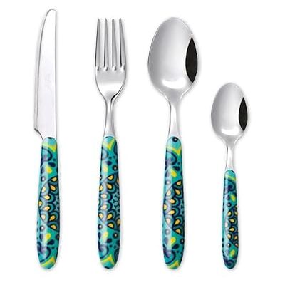 Excelsa Mandala Mediterraneo Set 24 Posate, Acciaio Inox, Manico Decorato Turchese, 6 Persone Excelsa Mandala Mediterraneo Set 24 Posate, Acciaio Inox, Manico Decorato Turchese, 6 Persone