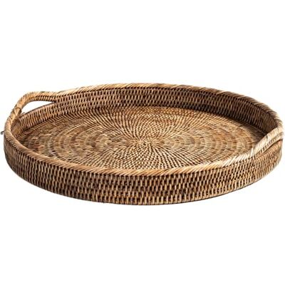 H&H Vassoio in Rattan con Manici Rotondo 46x5hcm H&H Vassoio in Rattan con Manici Rotondo 46x5hcm
