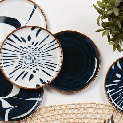 Wellhome Set di Piatti da Dessert in Porcellana Blu e Bianco - 21cm Wellhome Set di Piatti da Dessert in Porcellana Blu e Bianco - 21cm