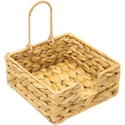HMF Portatovaglioli da tavola intrecciato in giacinto d'acqua, Porta tovaglioli da tavolo cucina con fermo di sicurezza, 19 x 19 x 8 cm, beige HMF Portatovaglioli da tavola intrecciato in giacinto d'acqua, Porta tovaglioli da tavolo cucina con fermo di sicurezza, 19 x 19 x 8 cm, beige