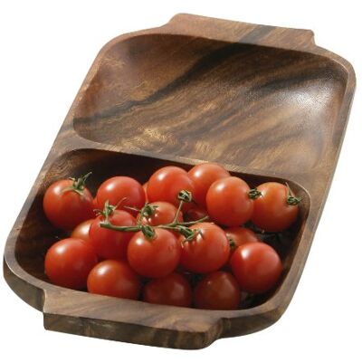 PREMIER Housewares Piatto 2 Sezioni Rettangoli, Maniglie Legno di Acacia, 4x32x18 cm PREMIER Housewares Piatto 2 Sezioni Rettangoli, Maniglie Legno di Acacia, 4x32x18 cm