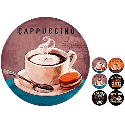 Home Sottopentola Tondo in Ceramica, Decoro Caffè Assortito, 20cm Home Sottopentola Tondo in Ceramica, Decoro Caffè Assortito, 20cm