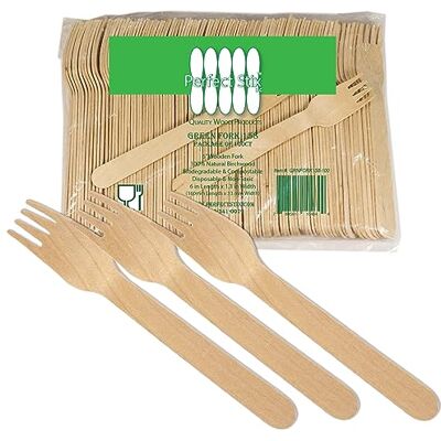 Perfect Stix Green forcella 158 forchette posate in legno, lunghezza 15,2 cm (confezione da 100) Perfect Stix Green forcella 158 forchette posate in legno, lunghezza 15,2 cm (confezione da 100)