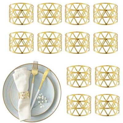 Relaxdays Anelli Portatovaglioli da Tavola, Set 12 Porta Tovaglioli di Stoffa e Carta, HxD: 3x4,5 cm, Segnaposto, Dorato, Ferro, 3 x 4.5 x 4.5 cm Relaxdays Anelli Portatovaglioli da Tavola, Set 12 Porta Tovaglioli di Stoffa e Carta, HxD: 3x4,5 cm, Segnaposto, Dorato, Ferro, 3 x 4.5 x 4.5 cm