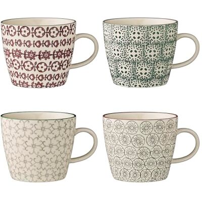 Bloomingville Karine Tazza, Porcellana, Grigio Verde Viola, 4 Stück (1er Pack), 4 unità Bloomingville Karine Tazza, Porcellana, Grigio Verde Viola, 4 Stück (1er Pack), 4 unità