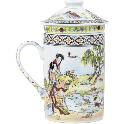 lachineuse Teiera/Tazza per infusione Motivi tradizionali di carpe Auguri di buona fortuna Porcellana Multicolore Altezza 14,5 cm Idea regalo di arredamento asiatico lachineuse Teiera/Tazza per infusione Motivi tradizionali di carpe Auguri di buona fortuna Porcellana Multicolore Altezza 14,5 cm Idea regalo di arredamento asiatico