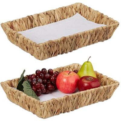 Relaxdays Cesto Portafrutta, Set da 2 Cestini Intrecciati Porta Frutta, Verdura e Pane, 7x34x24 cm, Stile Boho, Naturale Relaxdays Cesto Portafrutta, Set da 2 Cestini Intrecciati Porta Frutta, Verdura e Pane, 7x34x24 cm, Stile Boho, Naturale