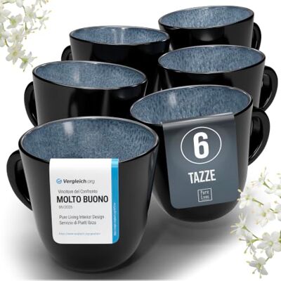 Set di Piatti Moderni per 6 Persone e Tazzine da Caffè alla Moda Ibiza – Servizio di Piatti Elegante e Resistente per Lavastoviglie e Microonde Pure Living blu fumo Set di Piatti Moderni per 6 Persone e Tazzine da Caffè alla Moda Ibiza – Servizio di Piatti Elegante e Resistente per Lavastoviglie e Microonde Pure Living blu fumo