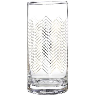PREMIER Housewares Jazz Bicchieri Highball, Set di 4, Oro, 7 x 7 x 15 cm PREMIER Housewares Jazz Bicchieri Highball, Set di 4, Oro, 7 x 7 x 15 cm