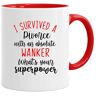 Jungle Mug Tazza per divorzio, con scritta I Survived a Wanker, divertente regalo per divorziati, tazza da caffè, regalo per migliore amico, regalo maleducato