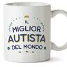Mugffins Tazza in ceramica per AUTISTA uomo 11 oz / 350 ml In italiano Miglior del Mondo Idea regalo per compleanno, anniversario, natale, laurea