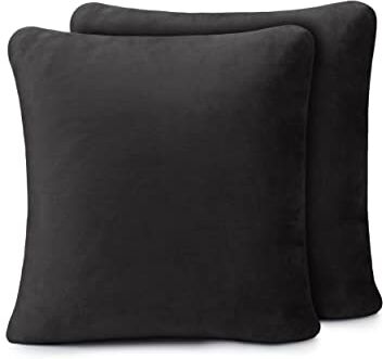 Amago Set di 2 Copricuscini, Effetto Cashmere, 50 x 50 cm Nero