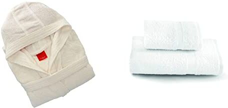 Gabel Accappatoio Adulto, 100% Cotone, Bianco, Taglia Tintunita & Co Set Asciugamani, 100% Cotone, 420 gr per mq, Bianco, 100 x 60 cm