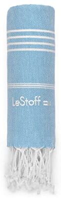 LeStoff telo mare XXL fouta telo da bagno telo da sauna asciugamano da spiaggia wellness sport Yoga viaggi hammam 100% cotone organico asciugatura rapida ecologico prelavato (200 x 200 cm Light Blue)