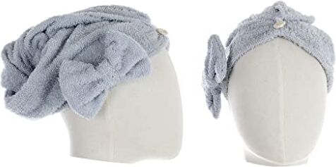 Blanc Mariclò Collezione Fluffy Bow Turbante TU 100% COTONE Made Italy (Azzurro)