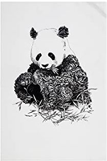 Maxwell & Williams Marini Ferlazzo Tea Towel with Giant Panda Design, 100% Indian Cotton, White, 50 x 70 cm