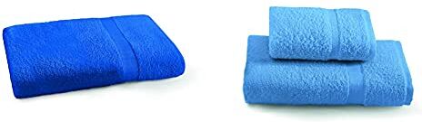 Gabel Tintunita & Co Telo Bagno, 100% Cotone, Blu Elettrico, 150 X 100 Cm & Tintunita & Co Set Asciugamani, 100% Cotone, Bluette, 100 X 60 Cm