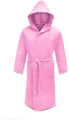 Irge Accappatoio Microfibra Cappuccio e Borsetta Unisex (Rosa, L)