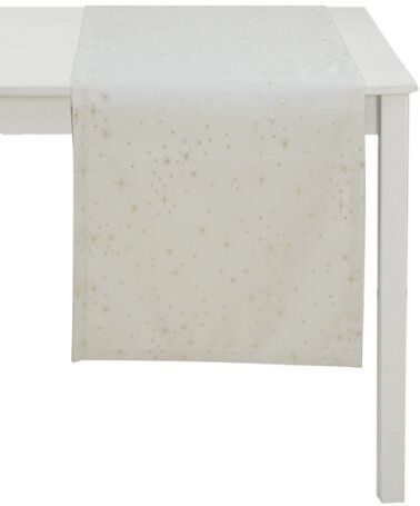 Apelt 4907_48x140_5 Tovaglietta da tavola a Stelle, Dimensioni 48 x 140 cm Circa, Colore: Bianco Panna/Oro