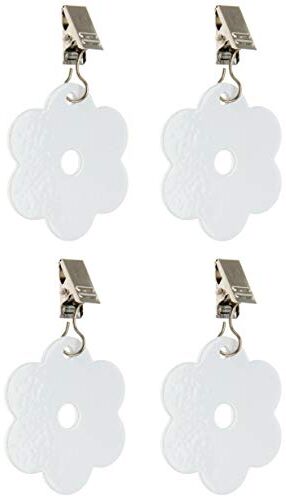 Venilia Fermacavamaglia a forma di fiore bianco, con clip per tovaglia, in PVC e metallo, 7 x 5 x 0,3 cm, colore: Bianco