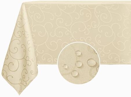 mosayt Tovaglia Antimacchia 40x00 cm Tovaglie Rettangolare Beige Tovaglia Lavabile in Poliestere Jacquard Adatta per Ristoranti, Esterni, Compleanni, Feste (2-3 Posti,  Pezzo)