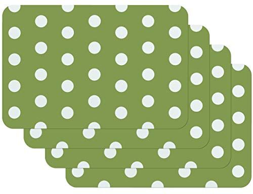 Venilia Green Motif Stampate Dots Verde, Tavola, Tovaglietta per Sala da Pranzo, a Prova di Cibo, 4 Pezzi, 30 x 450 cm, , 30 x 45 cm, 4 unità