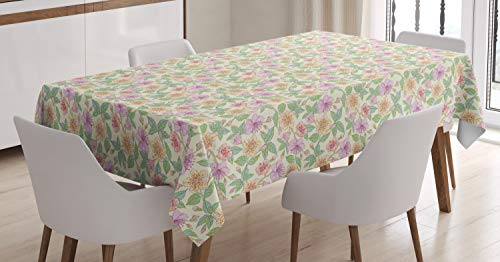 ABAKUHAUS Mandorlo in fiore Tovaglia, Cottage Garden Art, Rettangolare per Sala da Pranzo e Cucina, 140 cm x 170 cm, Multicolore