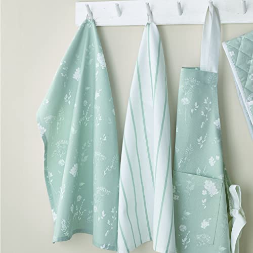 Catherine Lansfield Kitchen Meadowsweet Coppia di strofinacci in cotone, motivo floreale, 50 x 70 cm, colore: Verde