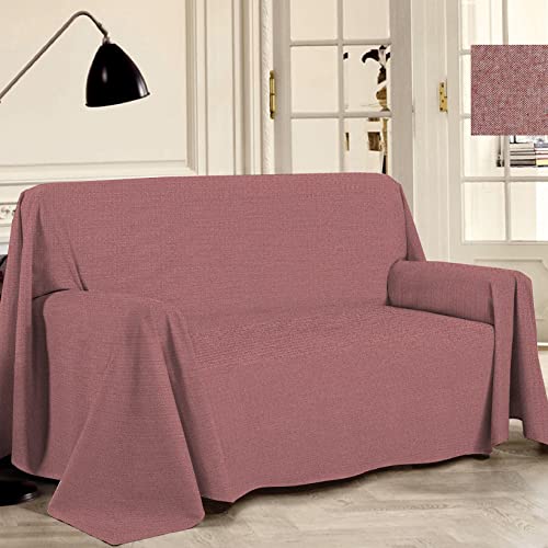 PENSIERI DELICATI Telo Copridivano 360 x 290 cm Made in Italy, Telo Copritutto 100% Cotone Puro Riciclato Tinto in Filo, Tinta Unita Rosso, Ideale Come Telo Arredo, Salva Divano, Coperta Picnic