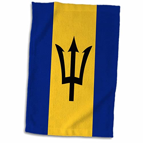 3dRose Barbados, Caraibi Blu Oro Giallo e tridente, Barbados Island Country World Flag Asciugamano, Multicolore, 15 x 55,9 cm