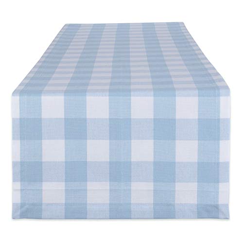 DII Runner da tavolo, in cotone, bianco e azzurro, 14 x 108 cm