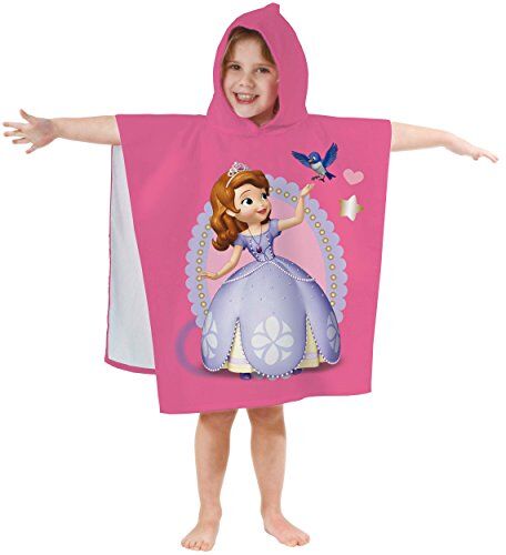 Disney Sofia  Asciugamano con Cappuccio, da Bambina, in Cotone Vellutato, 60 x 120 cm