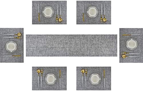 Eageroo Set di 6 tovagliette e PVC Runner 30 x 45 cm Tovagliette Lavabili Tovaglietta Antiscivolo per Il Tavolo da Pranzo