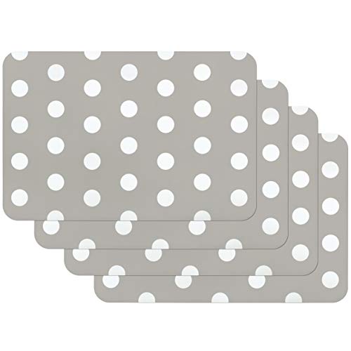 Venilia Tovagliette stampate Dots grigio, Tovagliette da Tavola, tovaglietta, Tovaglietta per sala da pranzo, a prova di cibo, 4 pezzi, 30 x 450 cm,