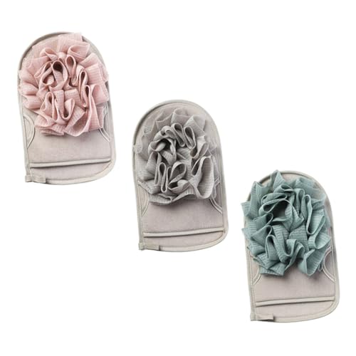 FRCOLOR 3 Pz asciugamano da bagno guanti delicati sulla pelle riutilizzabile guanto per la pulizia della doccia guanto per doccia Cenere di sfregamento fiore da bagno lavare i guanti